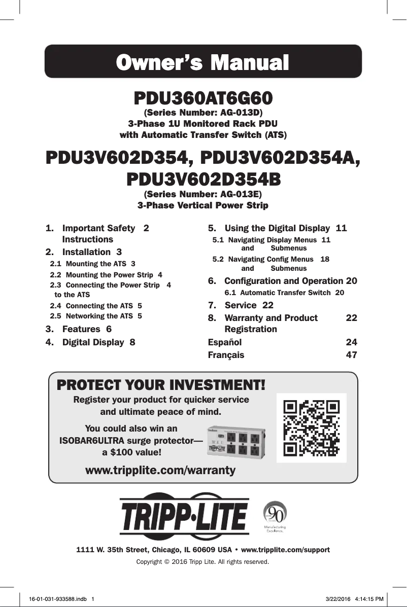 Image de la première page du manuel de l'appareil PDU3V602D354