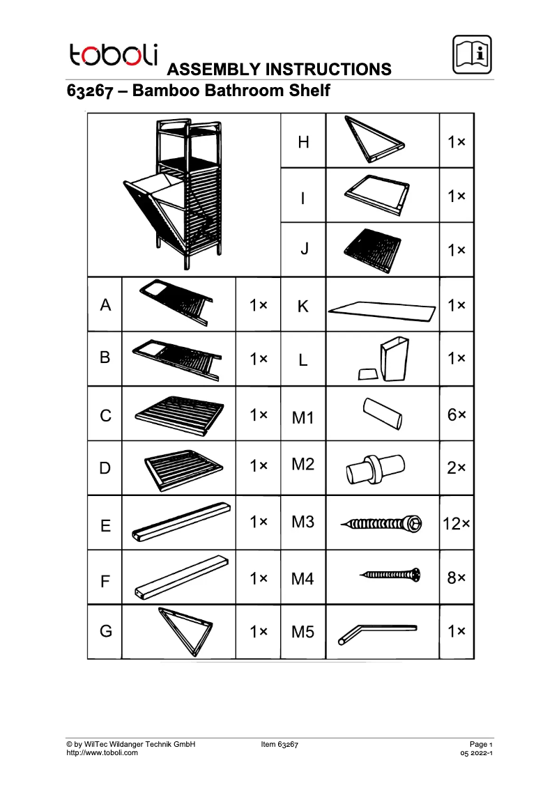 Page 1 de la notice Manuel utilisateur WilTec 63267
