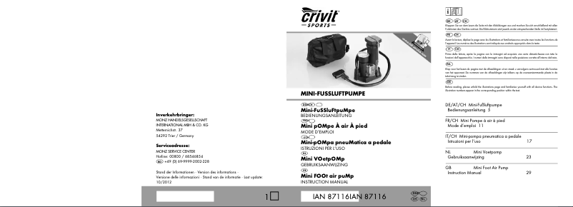 Page n°1 - Manuel utilisateur Crivit IAN 87116