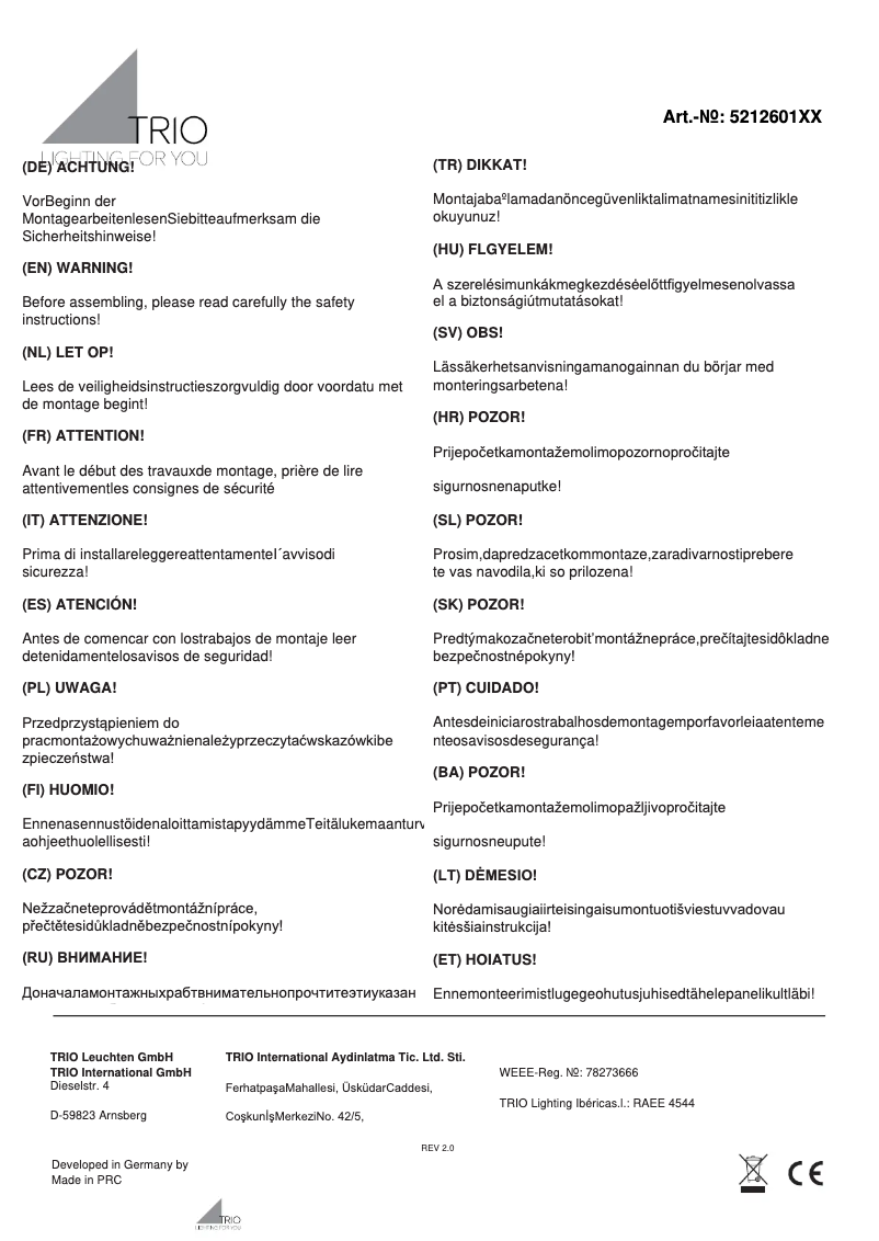 Image de la première page du manuel de l'appareil Ticino 521260187