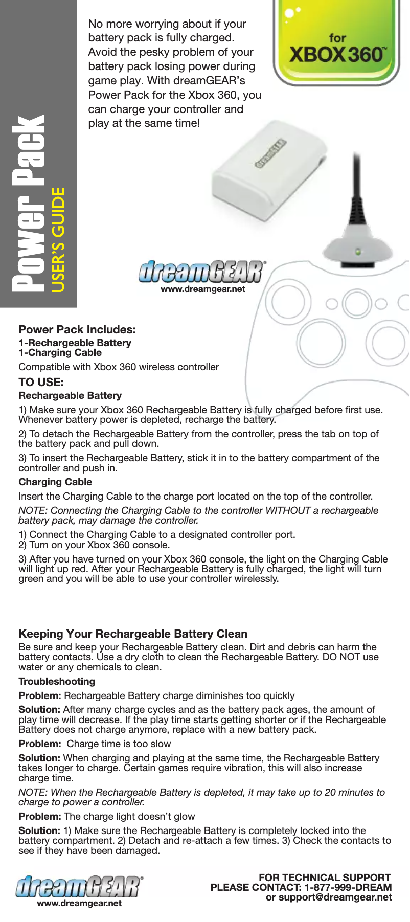 Page n°1 - Manuel utilisateur dreamGEAR Power Pack DG360-273