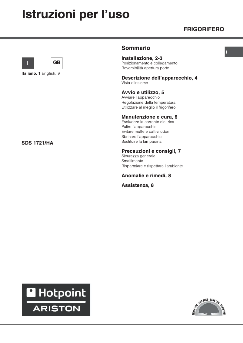 Page n°1 - Manuel utilisateur Hotpoint Ariston SDS 1721 HA