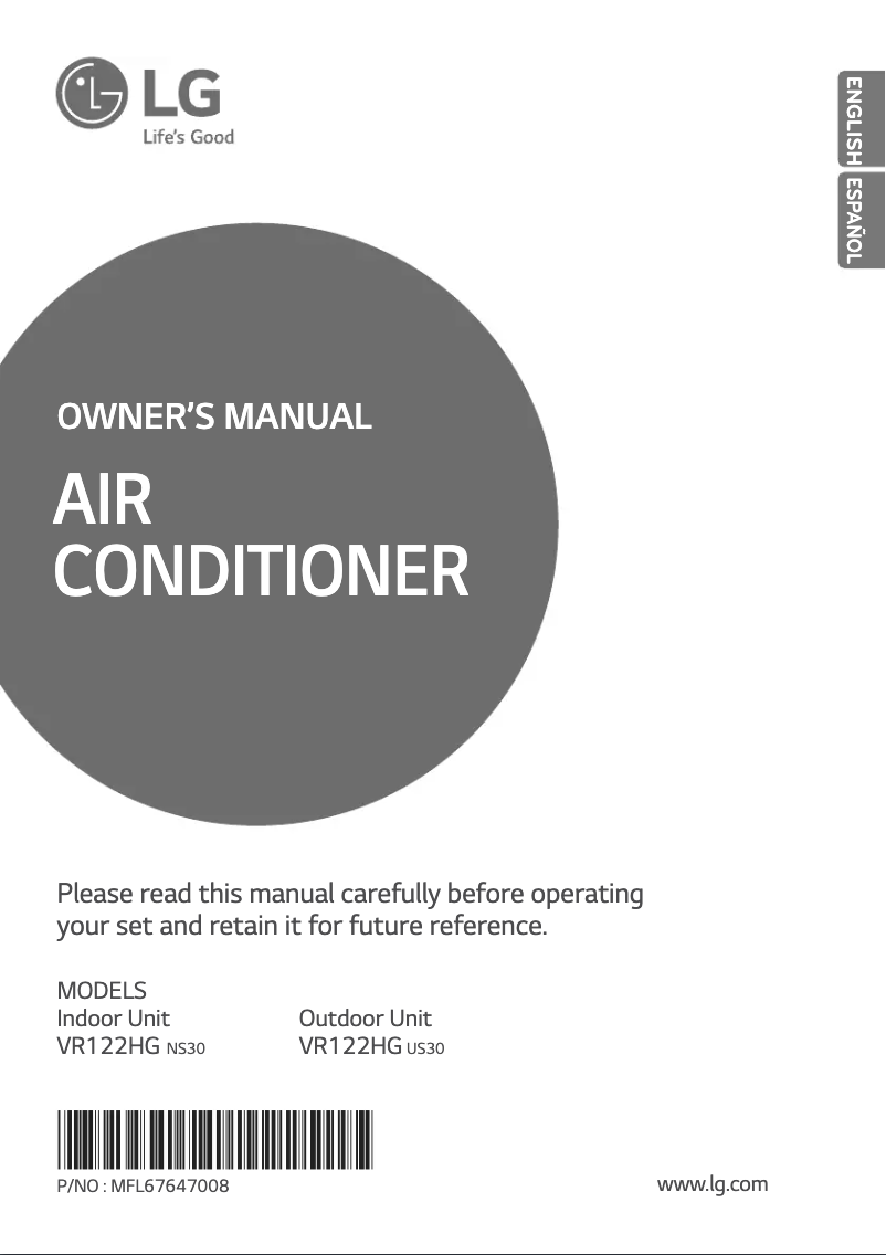 Page 1 de la notice Manuel utilisateur LG VR122HG