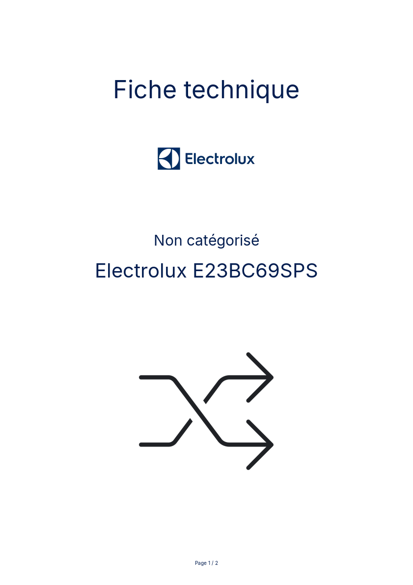 Page n°1 - Fiche technique Electrolux E23BC69SPS