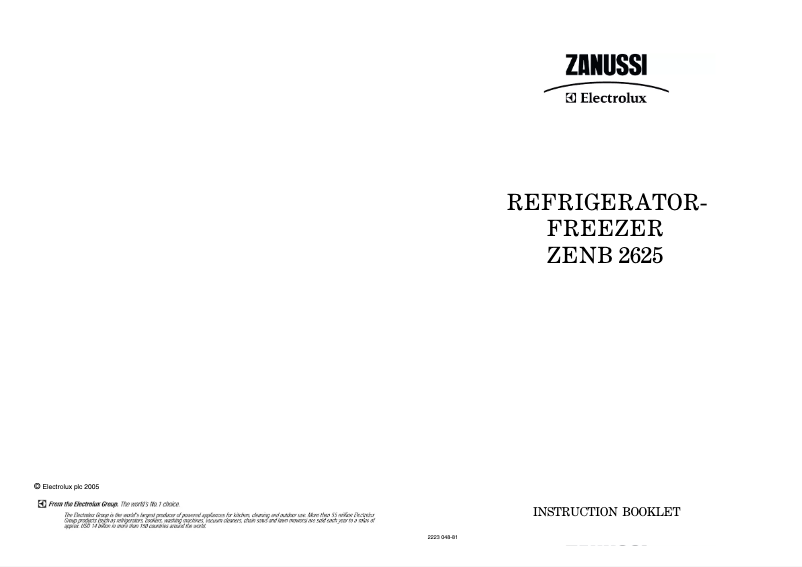 Page n°1 - Manuel utilisateur Zanussi-Electrolux ZENB2625