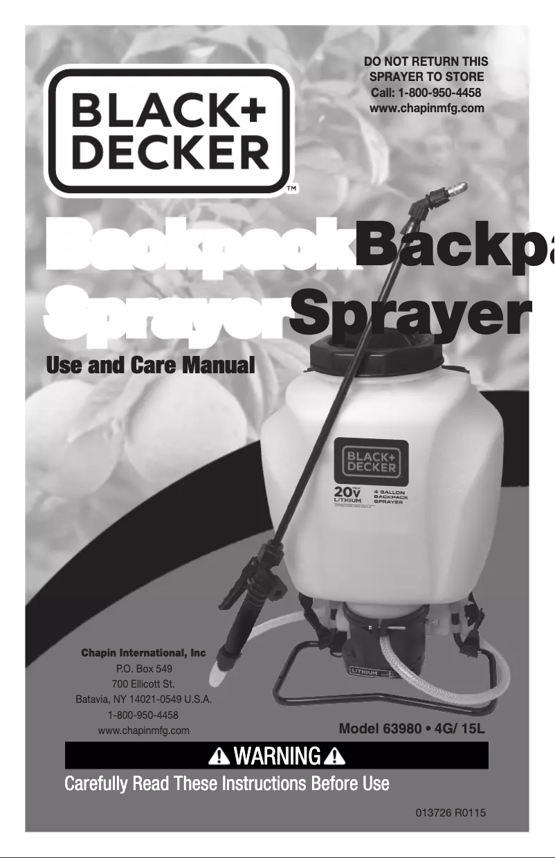 Page n°1 - Manuel utilisateur Chapin 63980