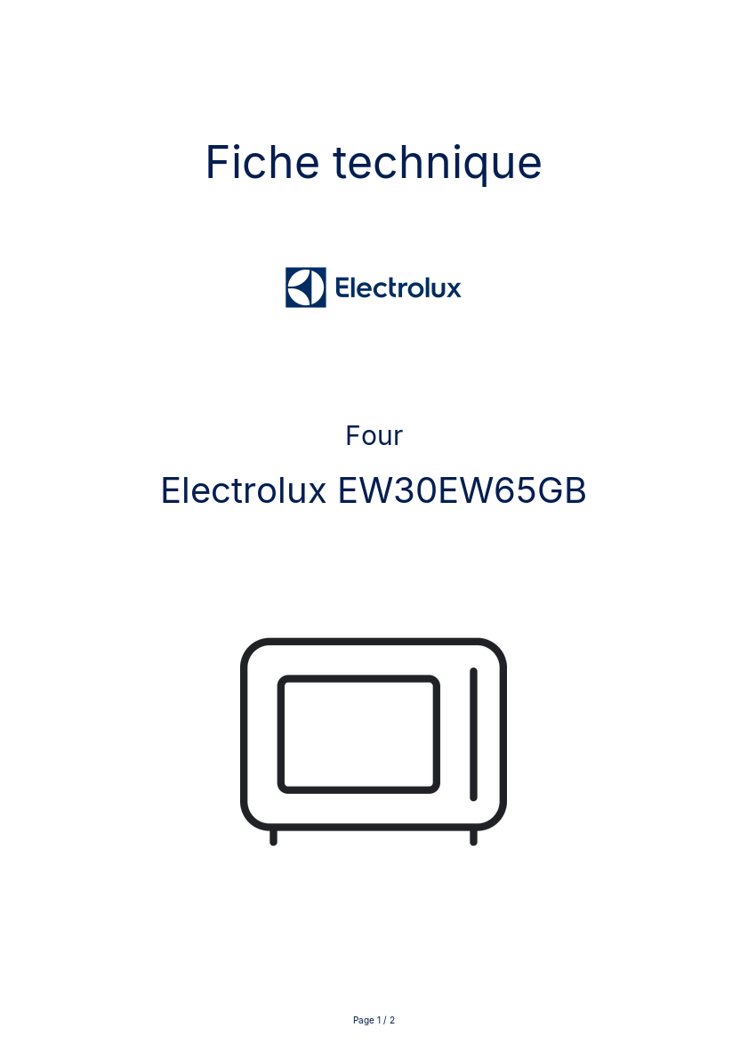 Page n°1 - Fiche technique Electrolux EW30EW65GB