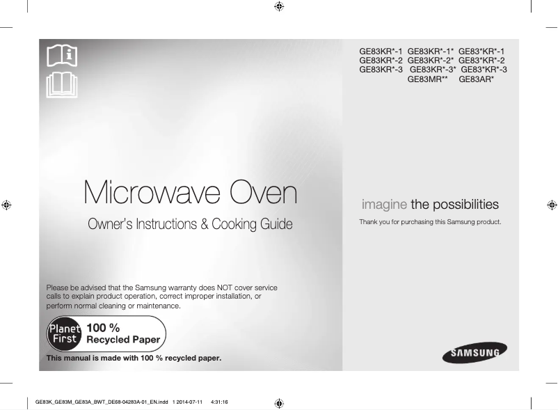 Image de la première page du manuel de l'appareil GE83KRS-3