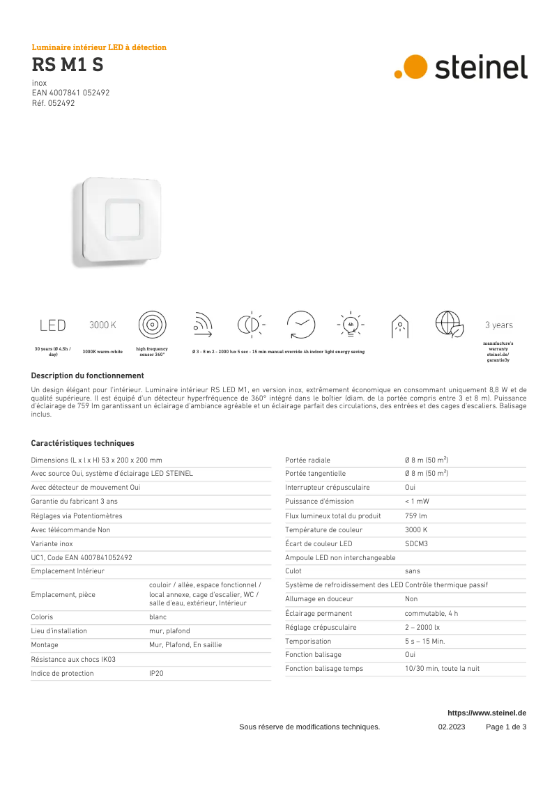 Imagen de la primera página del manual del dispositivo RS M1 S