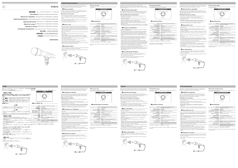 Page 1 de la notice Manuel utilisateur Audio-Technica AT2010