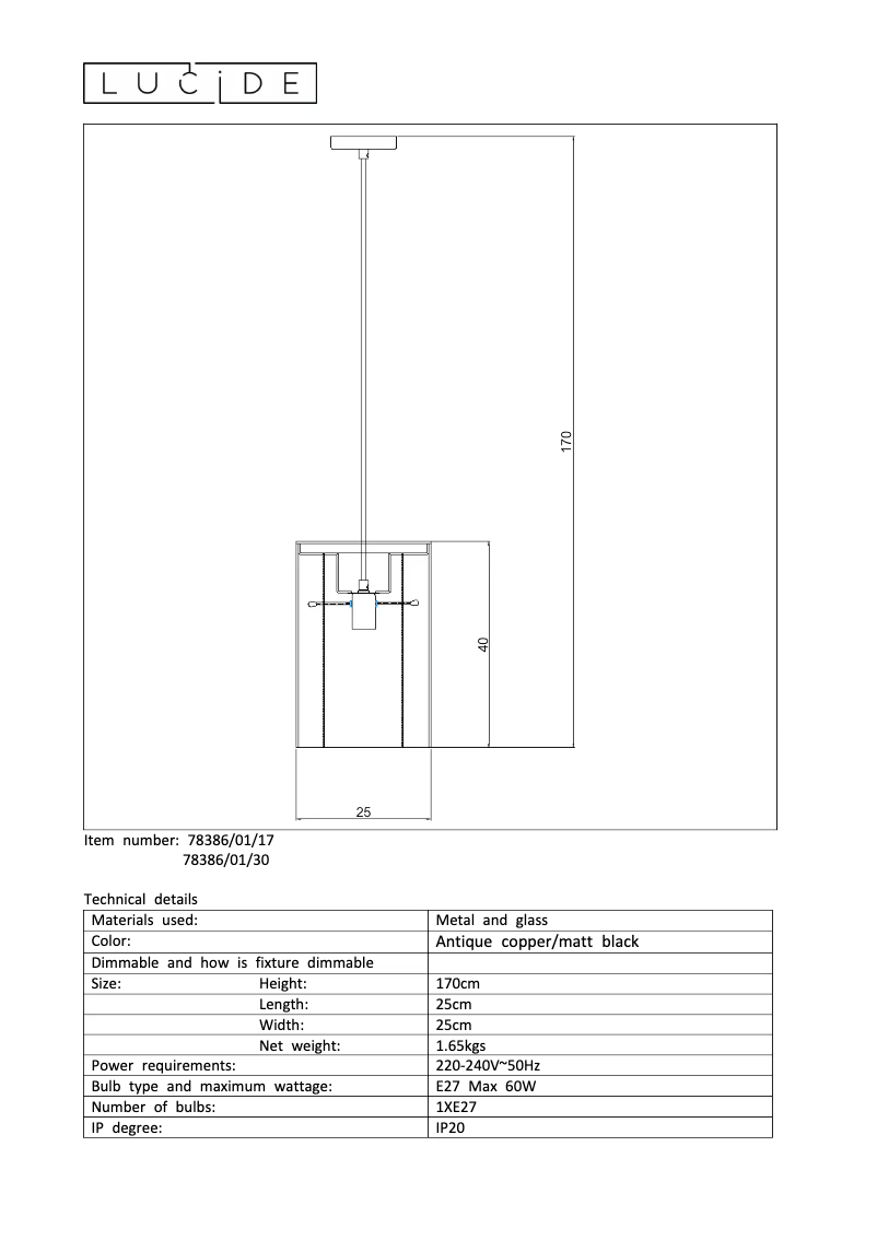Page n°1 - Manuel utilisateur Lucide Julot 78386/01/30