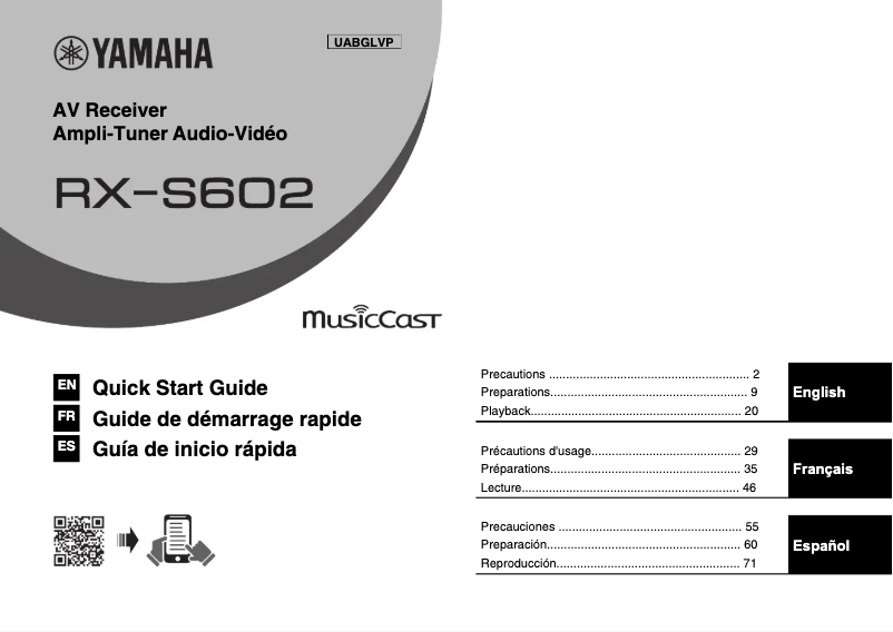 Page n°1 - Manuel utilisateur Yamaha RX-S602