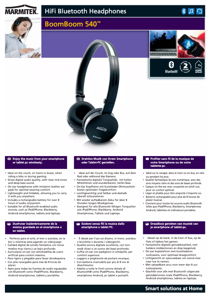 Page 1 de la notice Fiche technique Marmitek BoomBoom 540