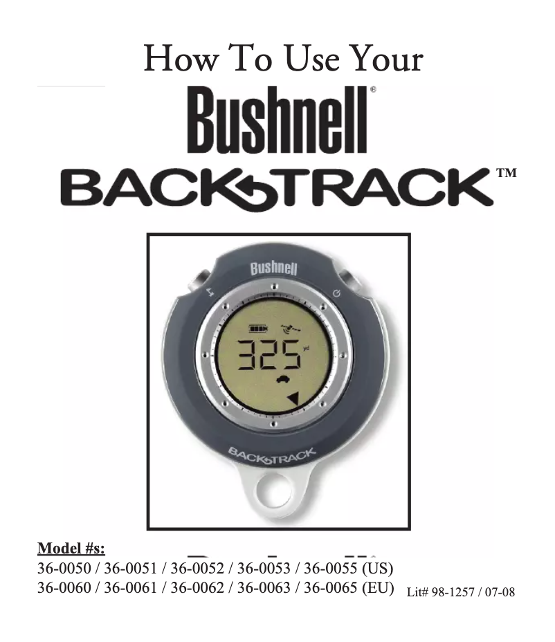 Image de la première page du manuel de l'appareil BackTrack Original