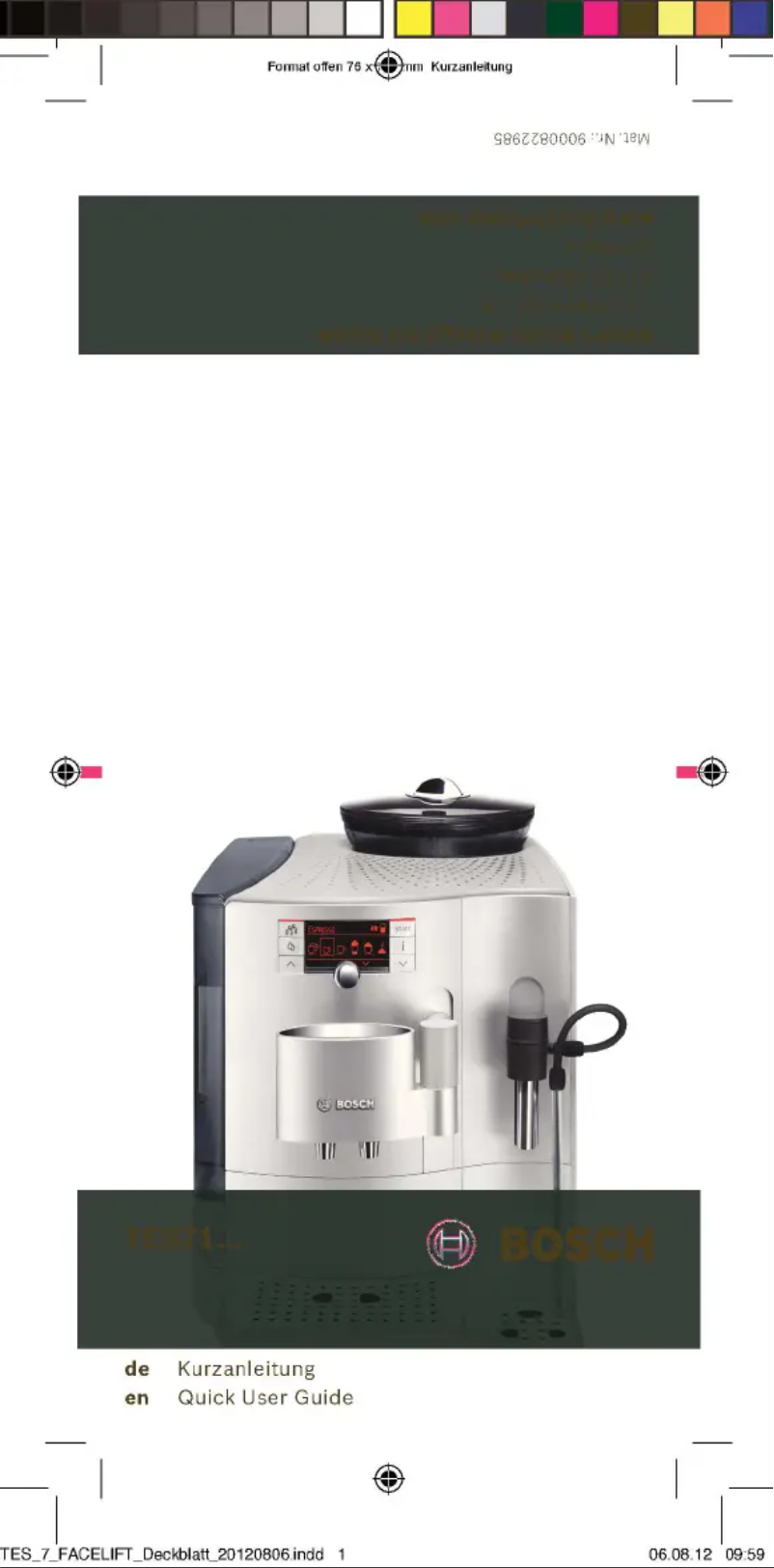 Page 1 de la notice Manuel utilisateur Bosch VeroBar AromaPro 100 TES71159DE