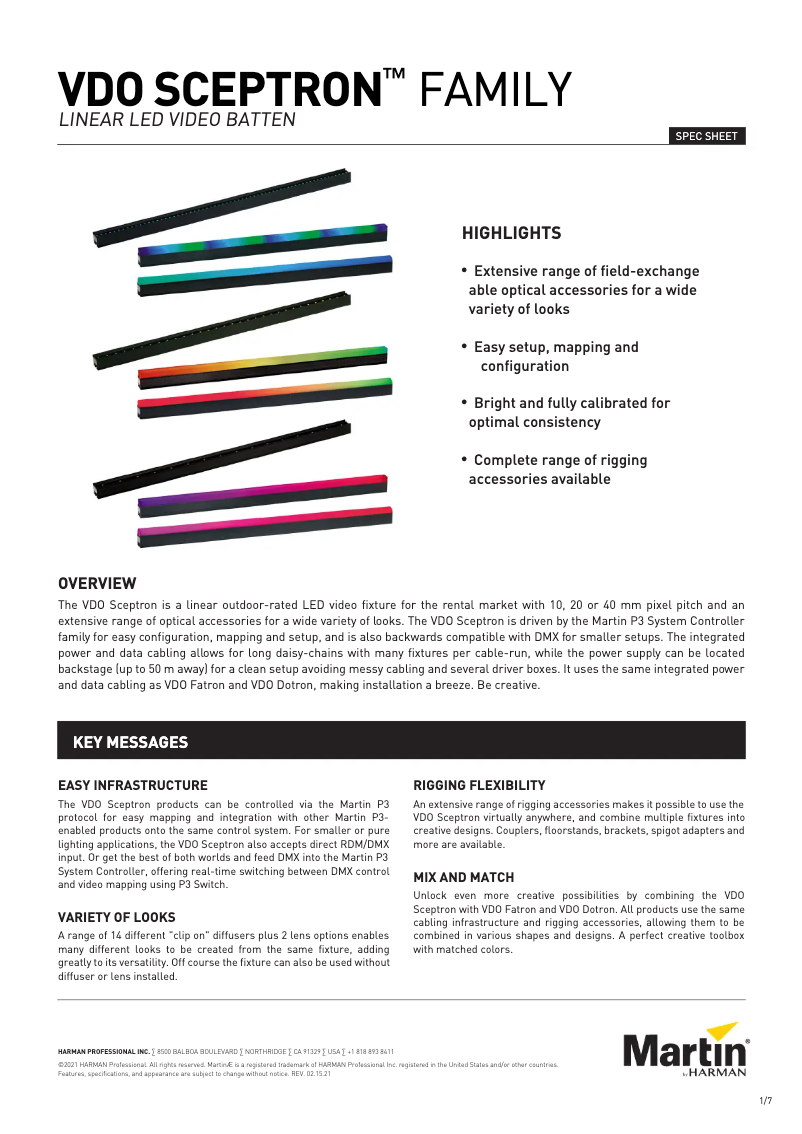 Page n°1 - Fiche technique Martin VDO Sceptron 10