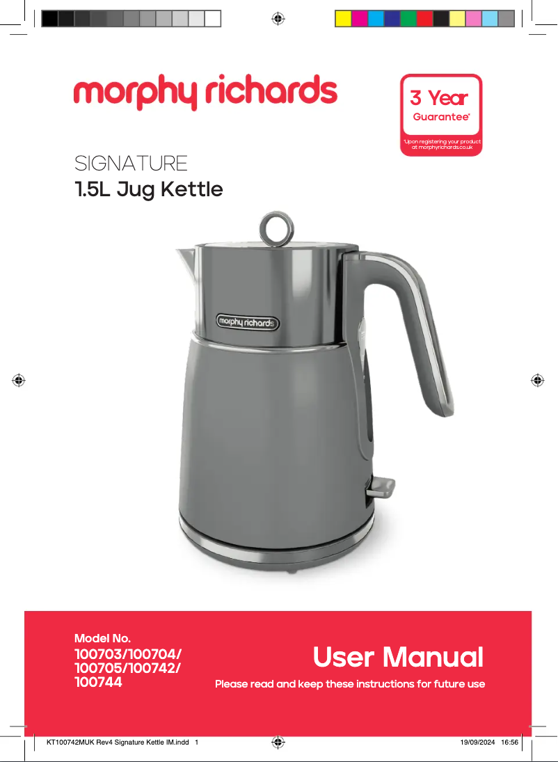 Page 1 de la notice Manuel utilisateur Morphy Richards Signature 100744