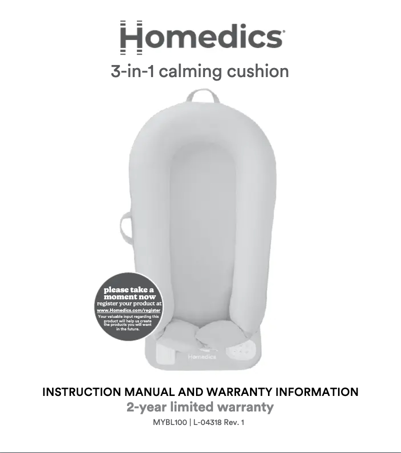 Page 1 de la notice Manuel utilisateur Homedics MYBL100