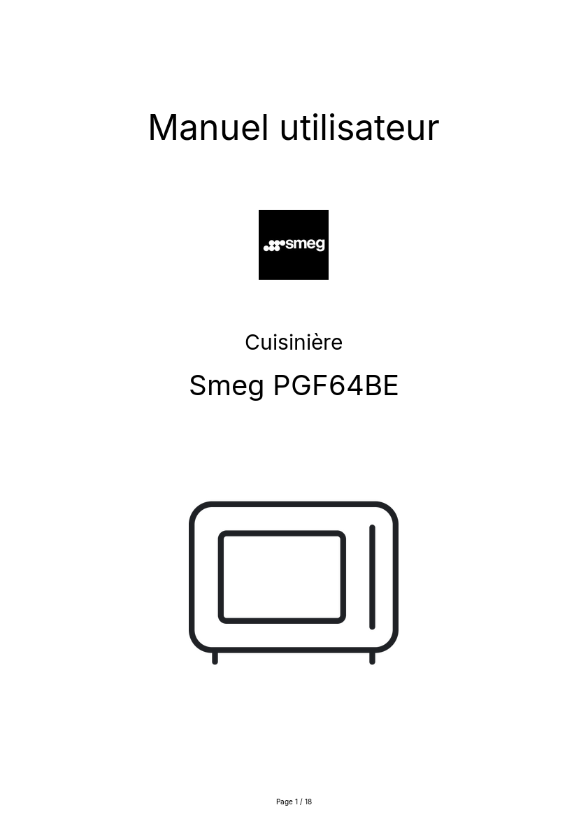 Image de la première page du manuel de l'appareil PGF64BE