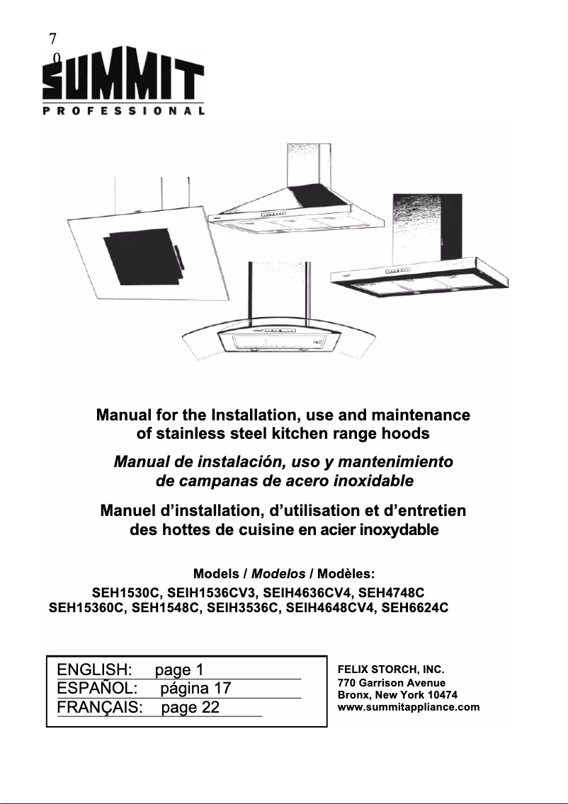 Page n°1 - Manuel utilisateur Summit SEIH4648CV4