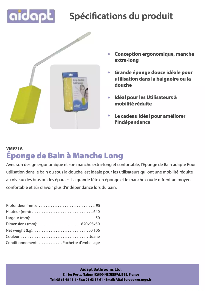 Page 1 of the manual User Manual Aidapt VM971A