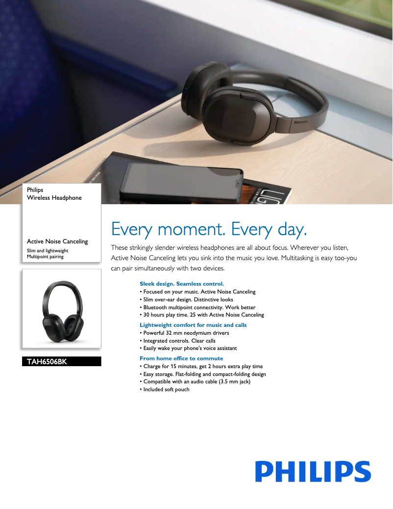 Página 1 del manual Ficha técnica Philips TAH6506
