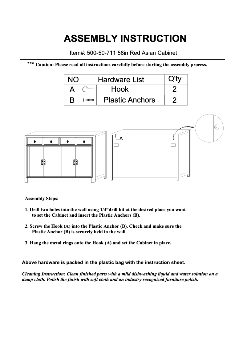 Page n°1 - Manuel utilisateur Hooker 500-50-711