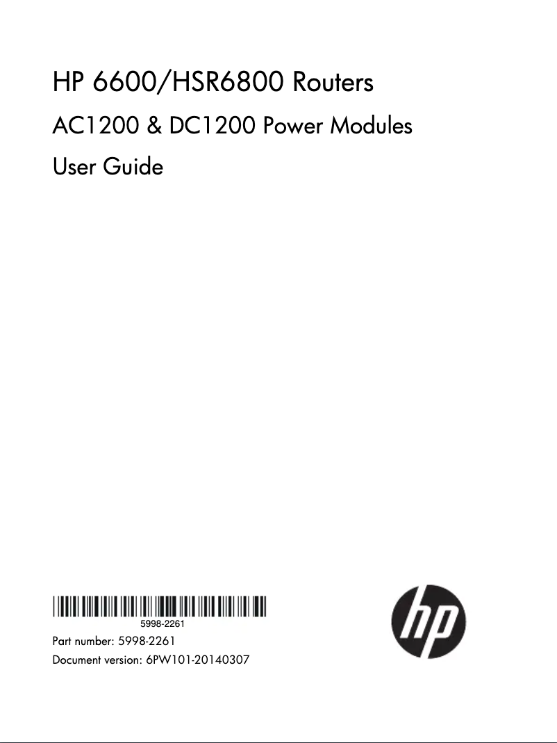 Page 1 de la notice Manuel utilisateur HP FlexNetwork HSR6800