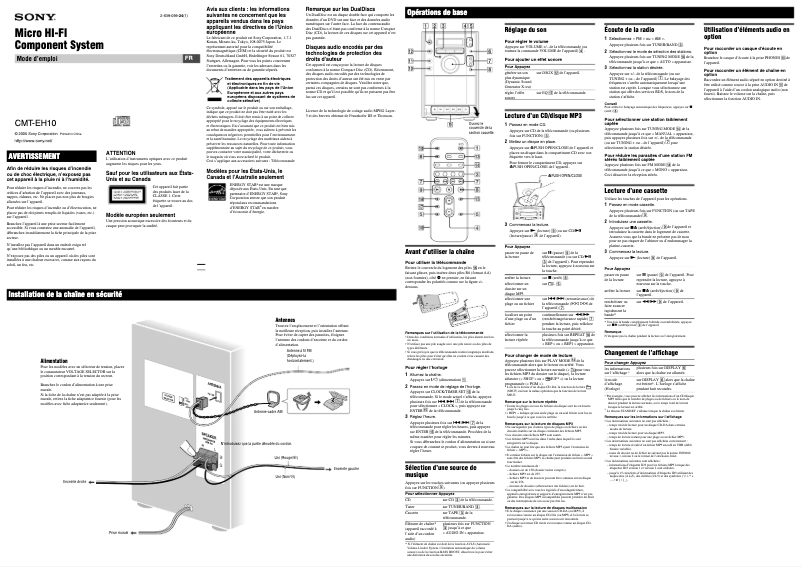 Image de la première page du manuel de l'appareil CMT-EH10
