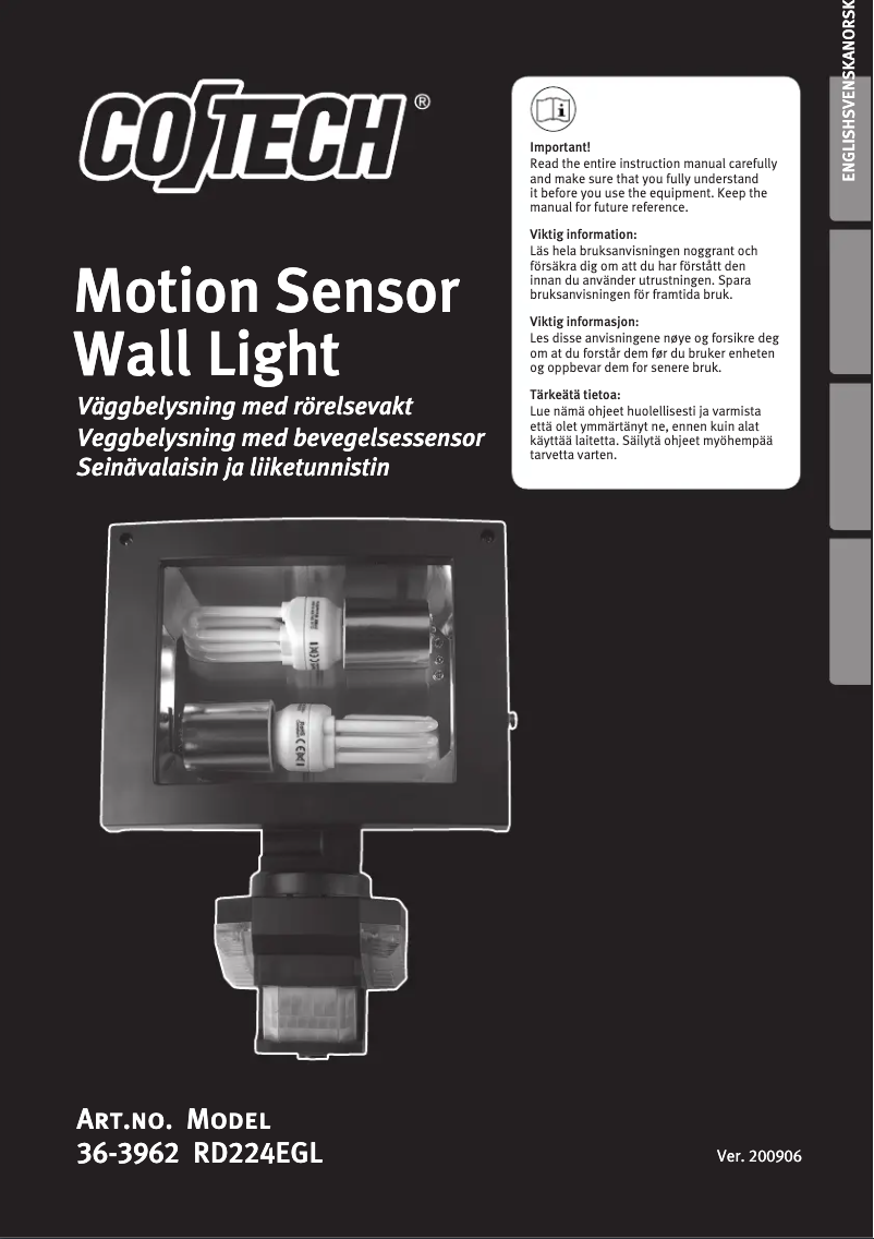 Page n°1 - Manuel utilisateur Cotech RD224EGL