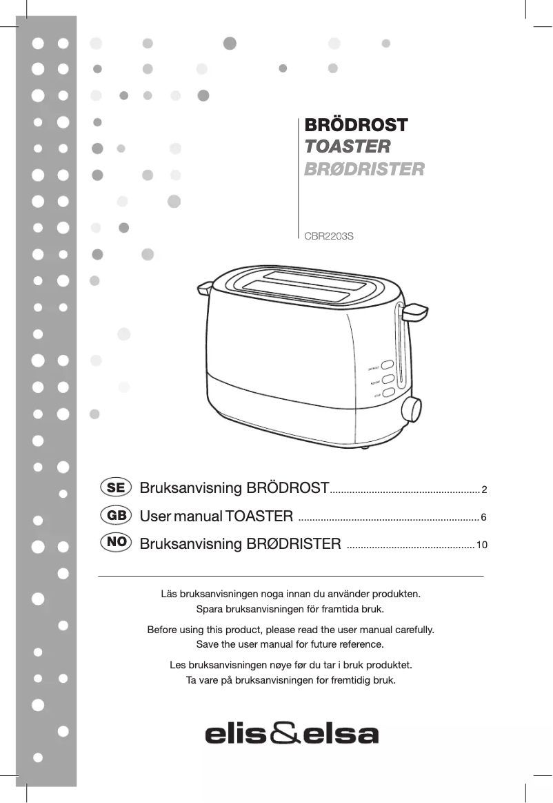 Page n°1 - Manuel utilisateur Elis & Elsa CBR2203S