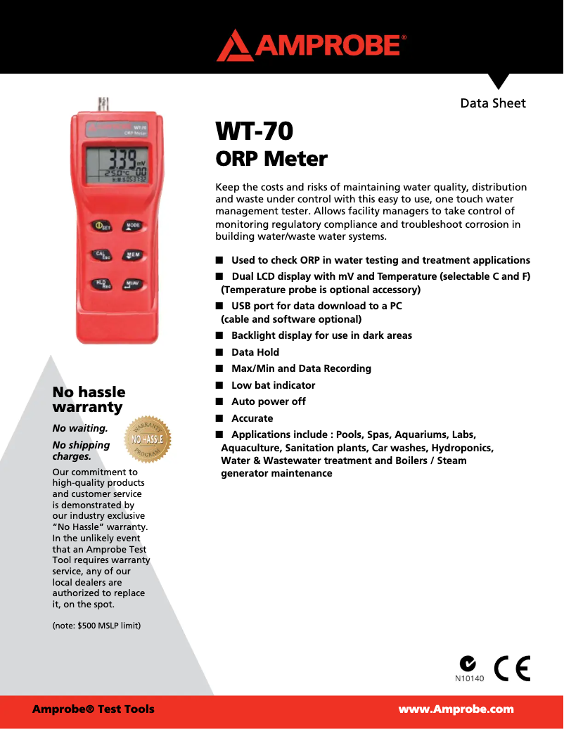 Imagen de la primera página del manual del dispositivo WT-70