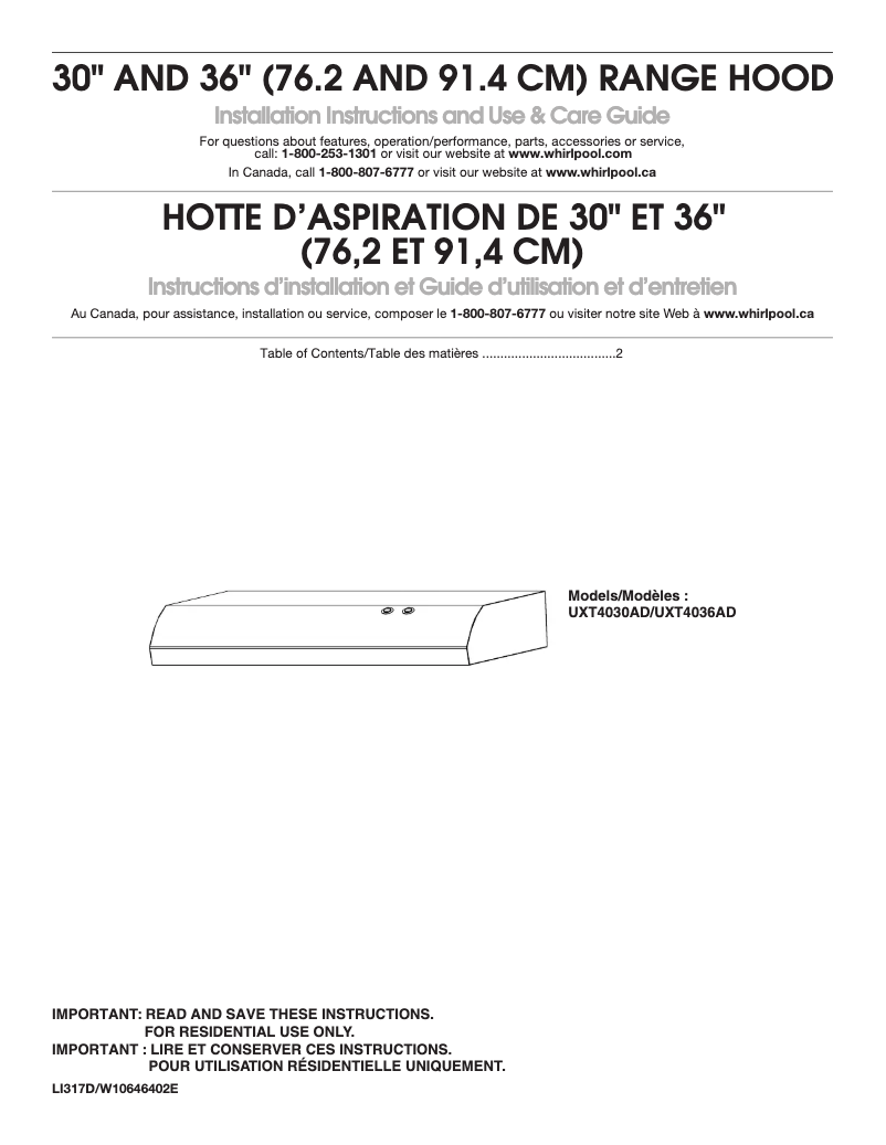 Image de la première page du manuel de l'appareil UXT4030ADB