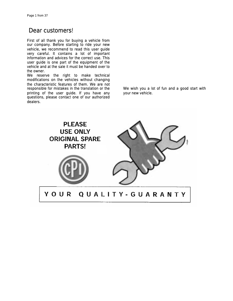 Page 1 de la notice Manuel utilisateur CPI Oliver