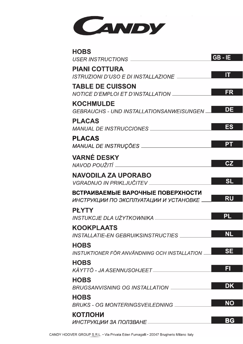 Page 1 de la notice Manuel utilisateur Candy CH64CB