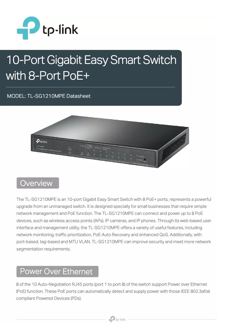 Page n°1 - Fiche technique TP-Link TL-SG1210MPE