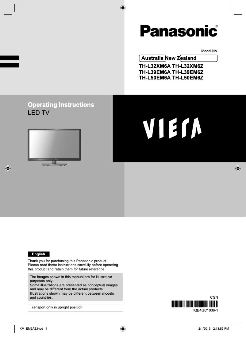Page 1 de la notice Manuel utilisateur Panasonic TH-L39EM6A
