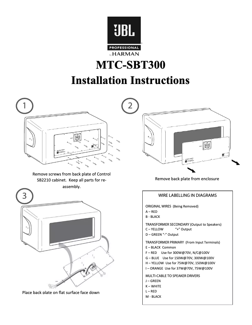 Page n°1 - Manuel utilisateur JBL Control SB2210