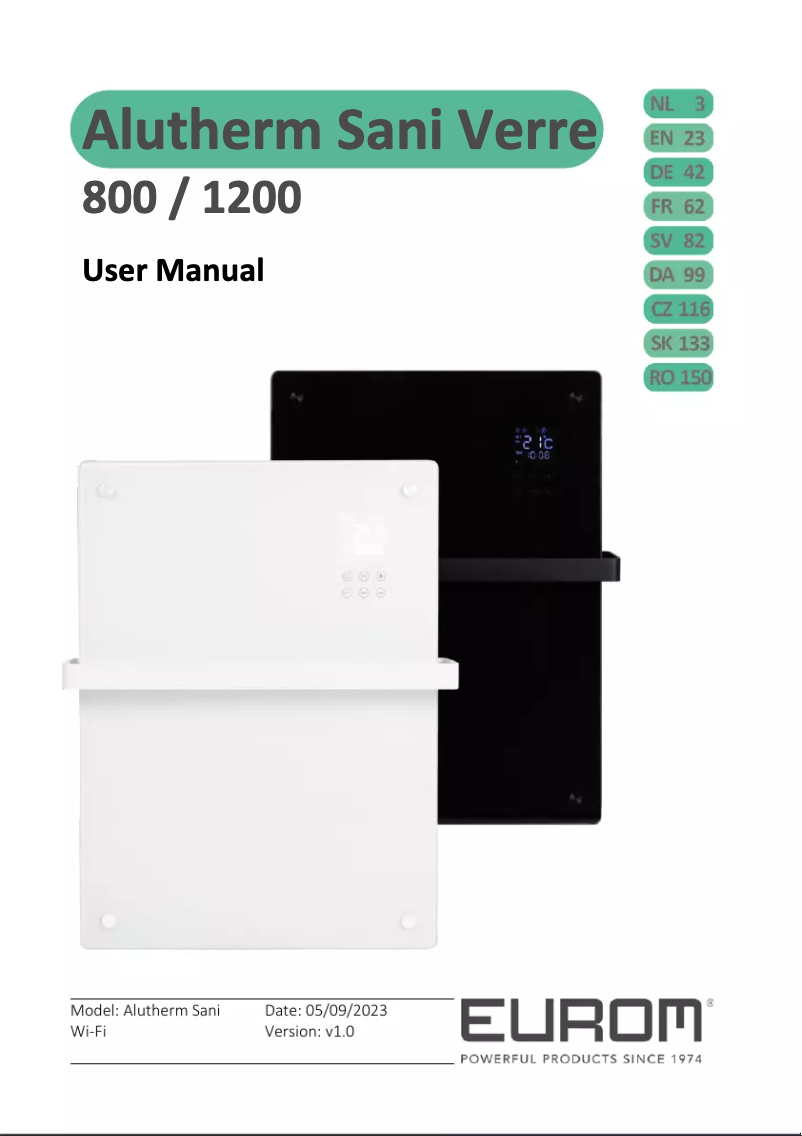 Page 1 de la notice Manuel utilisateur Eurom Alutherm Sani 1200 Wifi