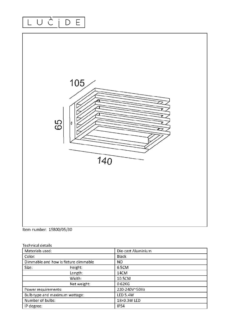 Page n°1 - Manuel utilisateur Lucide Malta-LED