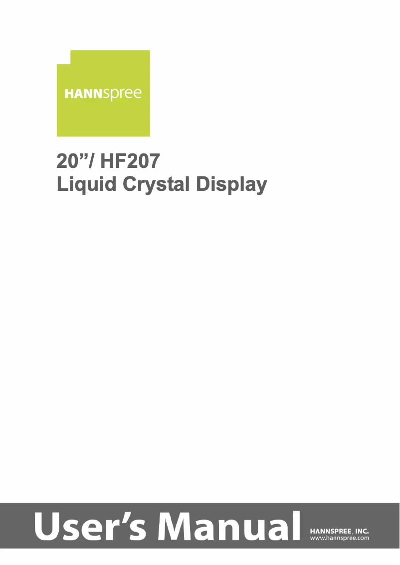 Page 1 de la notice Manuel utilisateur Hanns.G HF207A