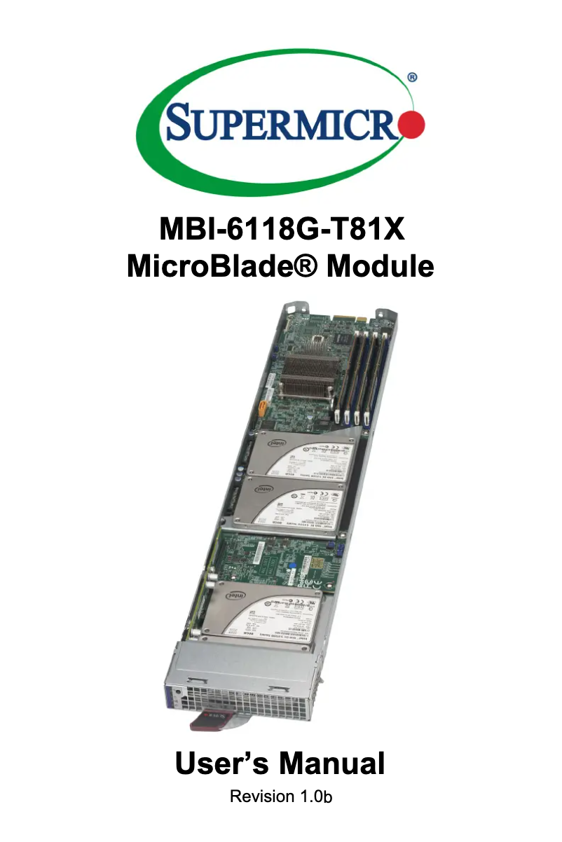 Page 1 de la notice Manuel utilisateur Supermicro MicroBlade MBI-6118G-T81X