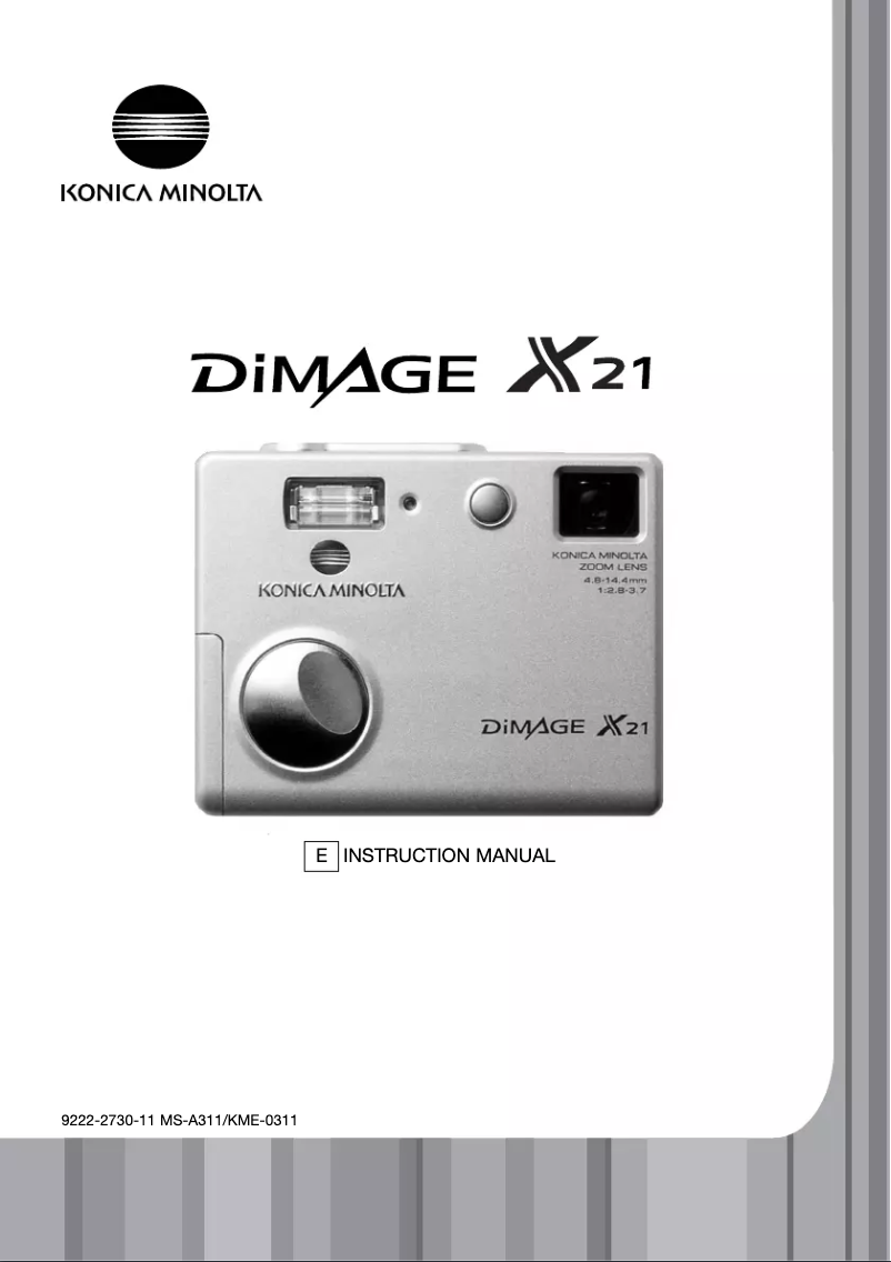 Page 1 of the manual User Manual Konica Minolta DiMAGE X21
