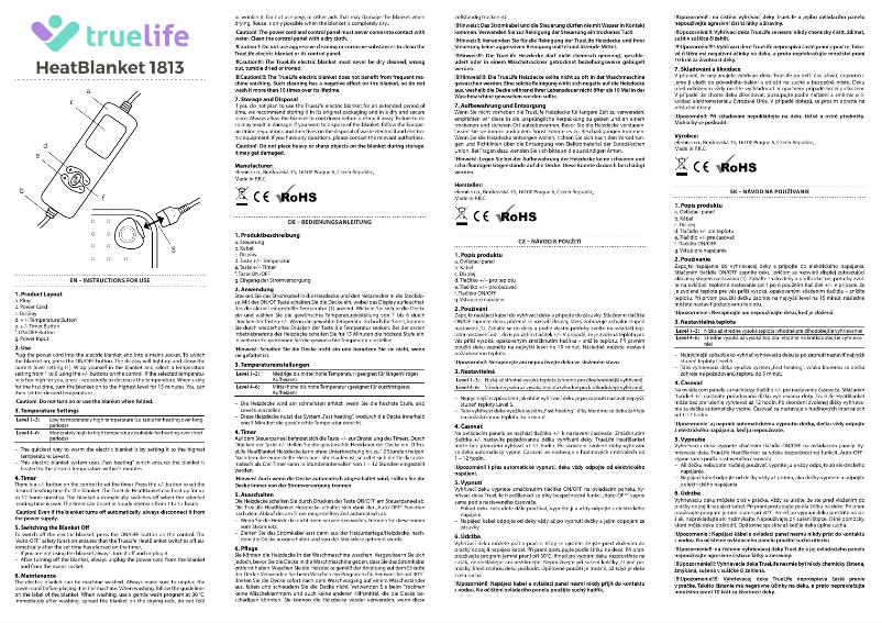 Image de la première page du manuel de l'appareil HeatBlanket 1813