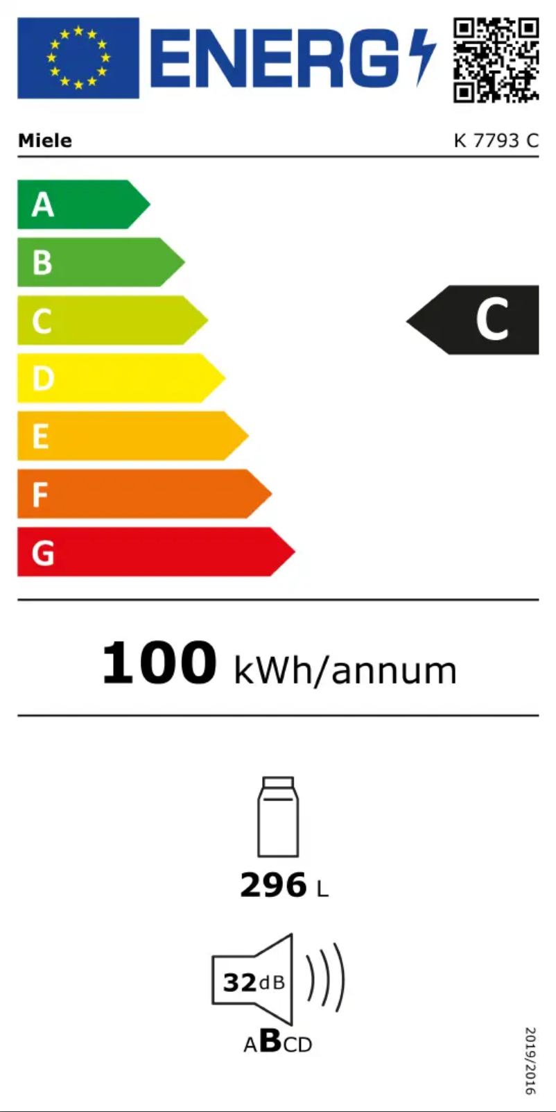 Page n°1 - Label énergétique Miele K 7793 C