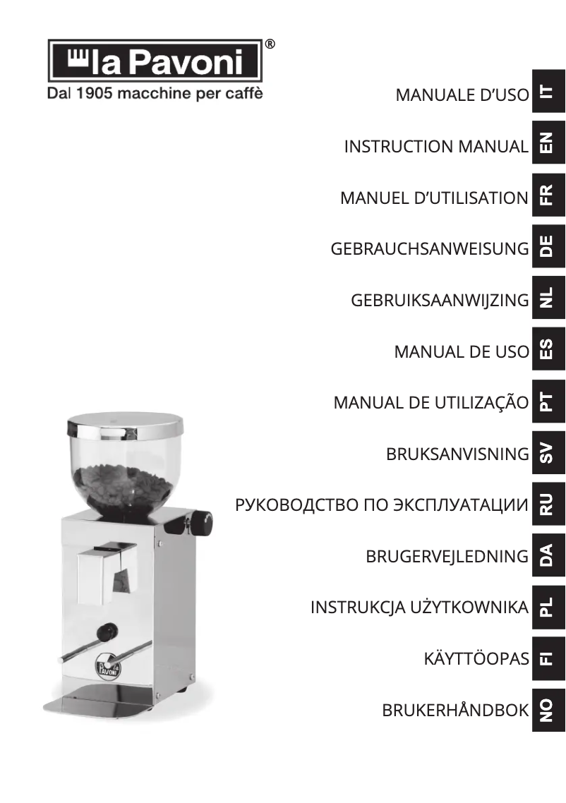 Page n°1 - Manuel utilisateur la Pavoni Kube Mill