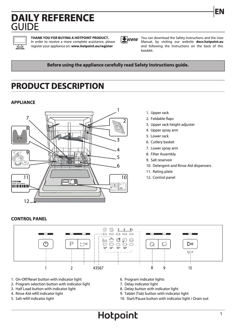 Page n°1 - Manuel utilisateur Hotpoint H3B L626 B UK