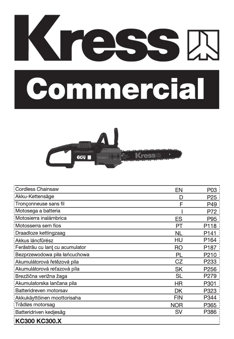 Page 1 de la notice Manuel utilisateur Kress KC300.9
