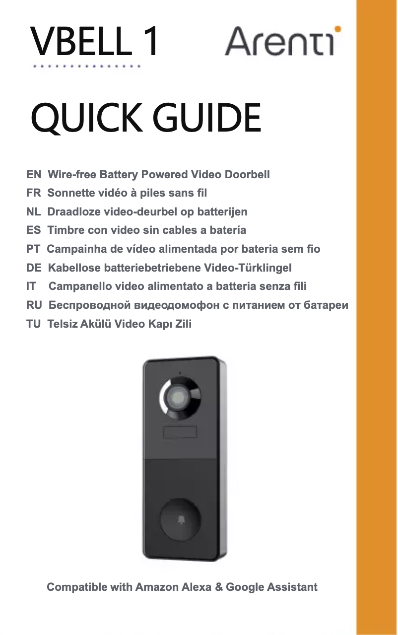 Page 1 de la notice Manuel utilisateur Arenti VBELL 1