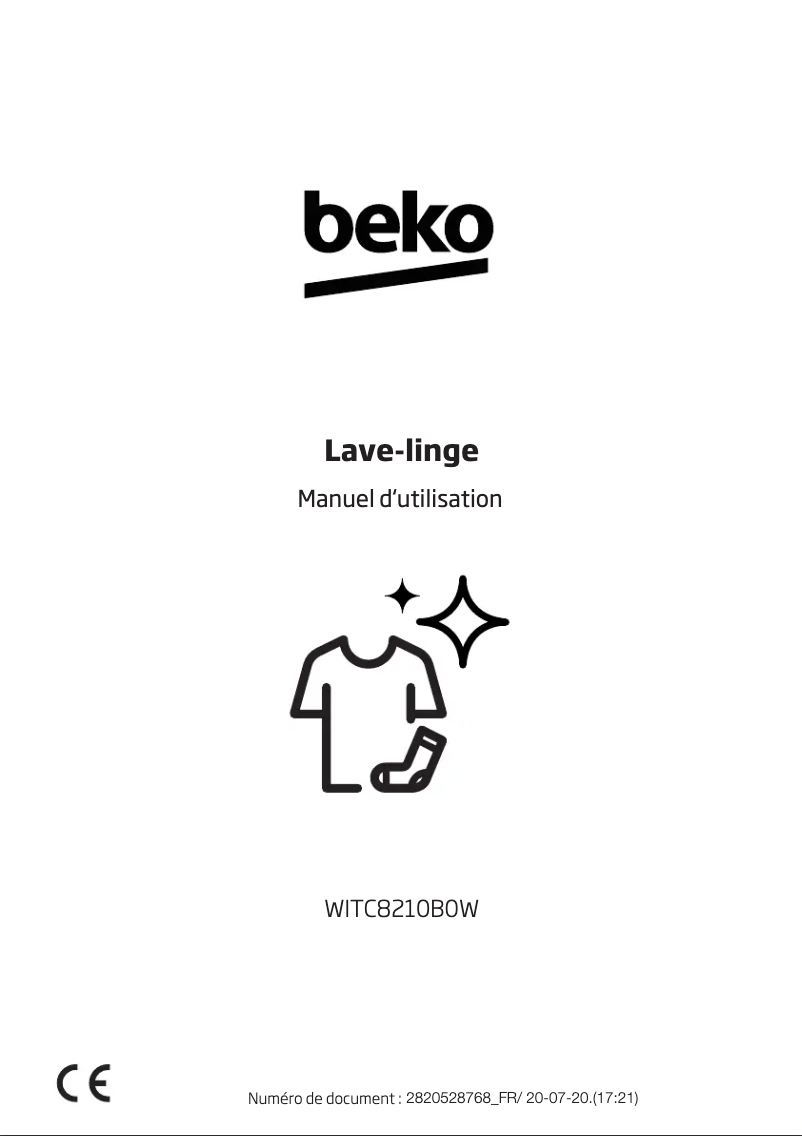 Page 1 de la notice Manuel utilisateur Beko WITC8210B0W
